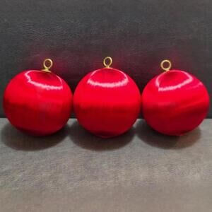 3 Piece Red Satin Balls Christmas Ornaments